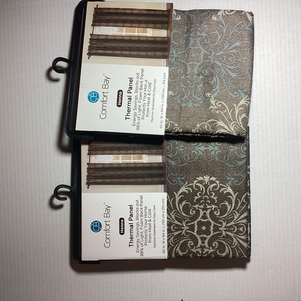 Comfort Bay Brown and Cream Damask Curtains